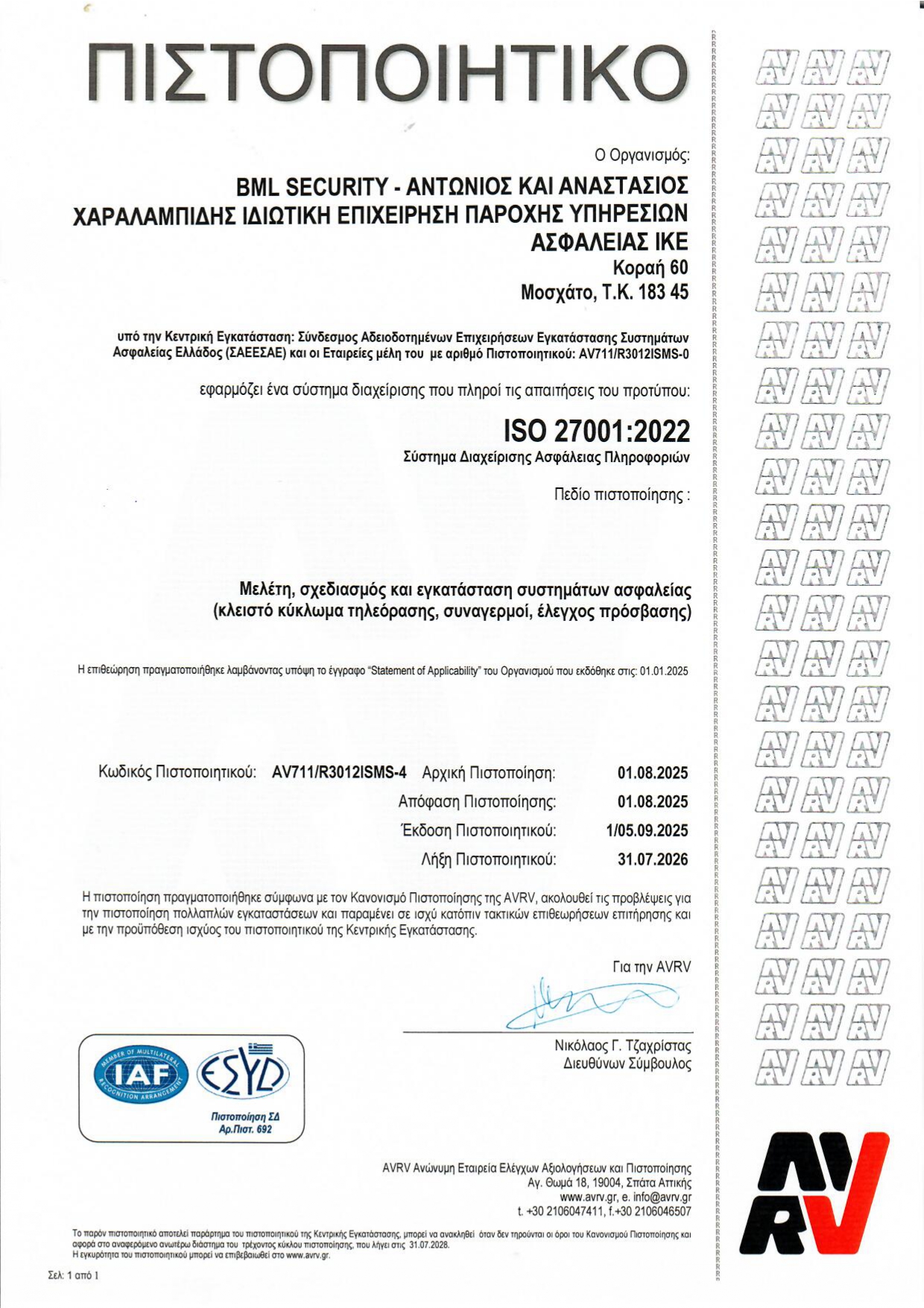 Πιστοποίηση ISO 27001:2022